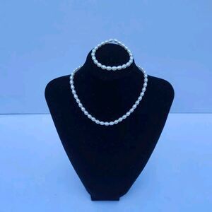 2pcs Faux Pearl Embellished Necklace And Bracelet Set